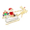 Ross-simons Multicolored Enamel Santa's Sleigh And Reindeer Pin In Sterling Silver And 18kt Gold Over Sterling In Gold