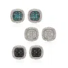 Ross-simons Multicolored Pave Diamond Jewelry Set: 3 Pairs Of Earrings In Sterling Silver In White
