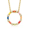 ROSS-SIMONS MULTICOLORED SAPPHIRE AND . WHITE ZIRCON CIRCLE PENDANT NECKLACE IN 18KT GOLD OVER STERLING