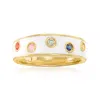 Ross-simons Multicolored Sapphire And White Enamel Ring In 18kt Gold Over Sterling