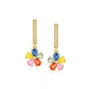 Ross-simons Multicolored Sapphire Floral Drop Earrings With . Diamonds In 18kt Gold Over Sterling In Multi
