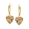 Ross-simons Multicolored Sapphire Heart Drop Earrings In 18kt Gold Over Sterling In Pink