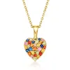 Ross-simons Multicolored Sapphire Heart Pendant Necklace In 18kt Gold Over Sterling In Multi