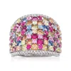 Ross-simons Multicolored Simulated Sapphire And . Cz Wide Ring In Sterling Silver In Multi