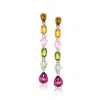 Ross-simons Multicolored Tourmaline And Rhodolite Garnet Drop Earrings In Sterling Silver In Multi
