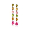 Ross-simons Multicolored Tourmaline Linear Drop Earrings In Sterling Silver