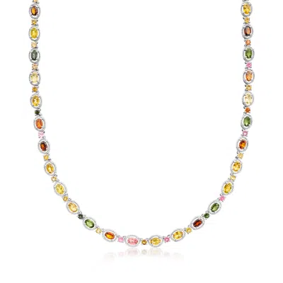 Ross-simons Multicolored Tourmaline Necklace In Sterling Silver