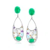 Ross-simons Mutli-gemstone Removable Drop Earrings In Sterling Silver In Multi