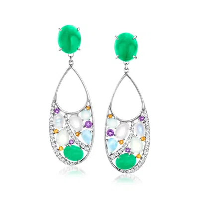 Ross-simons Mutli-gemstone Removable Drop Earrings In Sterling Silver In Multi
