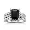 Ross-simons Onyx 3-row Ring With White Topaz In Sterling Silver In White