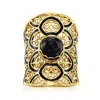 Ross-simons Onyx And Black Enamel Filigree Ring In 18kt Gold Over Sterling In Black