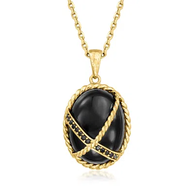 Ross-simons Onyx And . Black Spinel Pendant Necklace In 18kt Gold Over Sterling In Multi