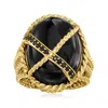 Ross-simons Onyx And Black Spinel Ring In 18kt Gold Over Sterling
