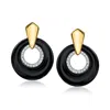 Ross-simons Onyx And . Diamond Earrings In 18kt Gold Over Sterling In White