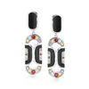 Ross-simons Onyx And . Multi-gemstone Art Deco-style Drop Earrings In Sterling Silver In Multi