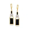 Ross-simons Onyx And Opal Geometric Drop Earrings With . White Topaz In 18kt Gold Over Sterling