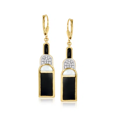 Ross-simons Onyx And Opal Geometric Drop Earrings With . White Topaz In 18kt Gold Over Sterling