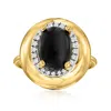 Ross-simons Onyx And White Topaz Ring In 18kt Gold Over Sterling In Gold