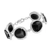 Ross-simons Onyx And . White Zircon Bracelet In Sterling Silver In Multi