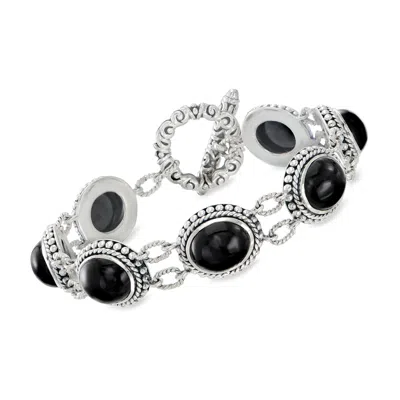 Ross-simons Onyx Bali-style Toggle Bracelet In Sterling Silver In Black