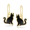 Ross-simons Onyx Cat Drop Earrings In 18kt Gold Over Sterling In Black