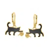 Ross-simons Onyx Cat With Yarn Drop Earrings In 18kt Gold Over Sterling