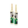Ross-simons Onyx, Green Chalcedony And . White Topaz Drop Earrings In 18kt Gold Over Sterling In White