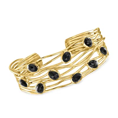 Ross-simons Onyx Highway Cuff Bracelet In 18kt Gold Over Sterling In Multi