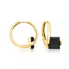 Ross-simons Onyx Hoop Earrings In 18kt Gold Over Sterling In Gold