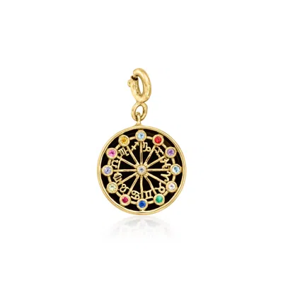 Ross-simons Onyx, Moonstone And . Multi-gemstone Zodiac Symbols Charm In 18kt Gold Over Sterling