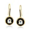 Ross-simons Onyx, Mother-of-pearl And . Black Spinel Ghost Drop Earrings With Black Enamel In 18kt Gold Over Ste In Gold