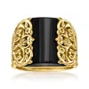 Ross-simons Onyx Openwork Ring In 18kt Gold Over Sterling In Black