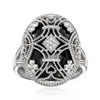 Ross-simons Onyx Overlay Ring With Diamonds In Sterling Silver In White