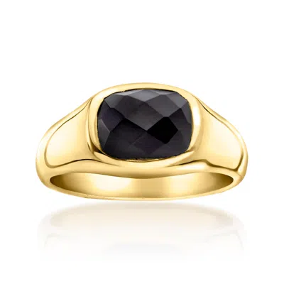 Ross-simons Onyx Ring In 18kt Gold Over Sterling In Black