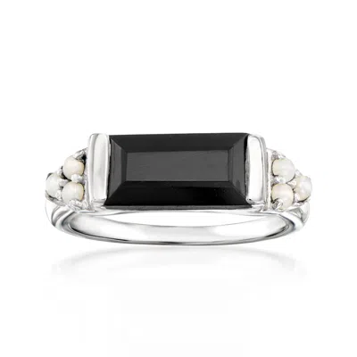 Ross-simons Onyx Ring With 1.5-2mm Cultured Pearls In Sterling Silver In White