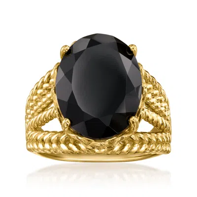 Ross-simons Onyx Roped Ring In 18kt Gold Over Sterling In Black