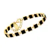 Ross-simons Onyx Square-link Bracelet In 18kt Gold Over Sterling In Multi