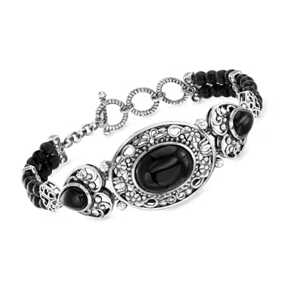 Ross-simons Onyx Toggle Bracelet In Sterling Silver In Multi