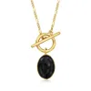 Ross-simons Onyx Toggle Necklace In 18kt Gold Over Sterling