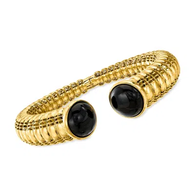Ross-simons Onyx Twisted Cuff Bracelet In 18kt Gold Over Sterling In Multi