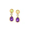 Ross-simons Opal, Amethyst And . Lab-grown Diamond Drop Earrings In 18kt Gold Over Sterling