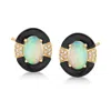 Ross-simons Opal And Black Onyx Earrings With Diamond Accents In 14kt Yellow Gold In Multi