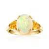 Ross-simons Opal And Citrine 3-stone Ring In 14kt Yellow Gold