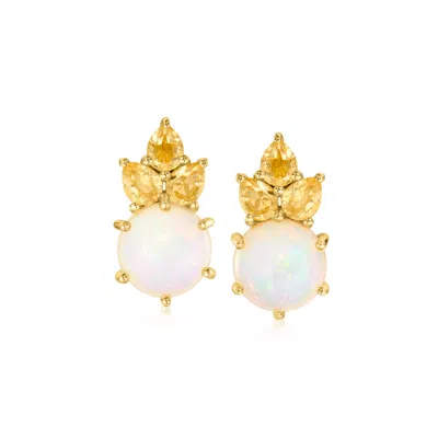 Ross-simons Opal And . Citrine Earrings In 18kt Gold Over Sterling