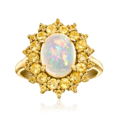 Ross-simons Opal And Citrine Ring In 18kt Gold Over Sterling In Yellow