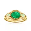 Ross-simons Opal And Emerald Ring In 18kt Gold Over Sterling In Green