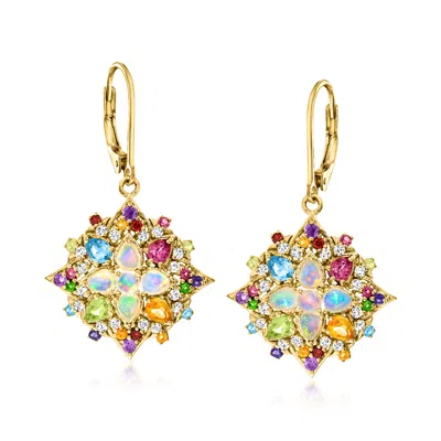 Ross-simons Opal And Multi-gemstone Drop Earrings In White
