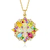 Ross-simons Opal And Multi-gemstone Pendant Necklace In 18kt Gold Over Sterling In Multi