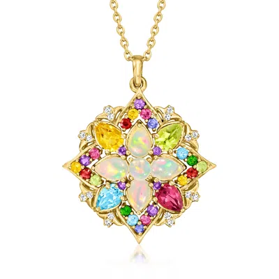 Ross-simons Opal And Multi-gemstone Pendant Necklace In 18kt Gold Over Sterling
