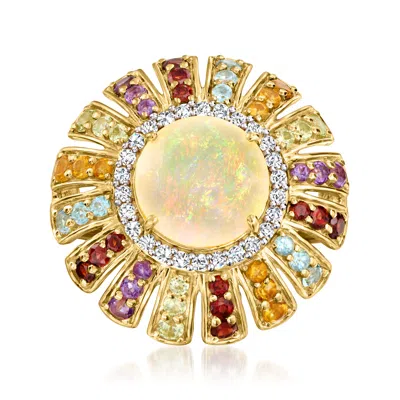 Ross-simons Opal And Multi-gemstone Ring In 18kt Gold Over Sterling In Red